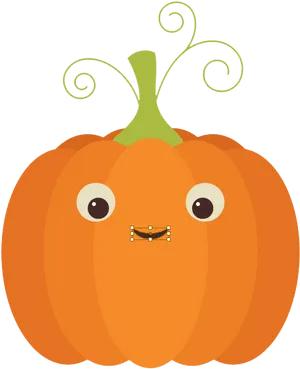 Cartoon Pumpkinwith Face Vector PNG Image