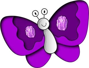 Cartoon Purple Butterfly PNG Image