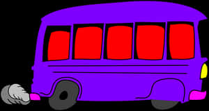 Cartoon Purple School Bus PNG with transparent background