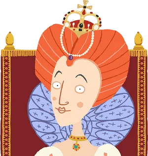 Cartoon Queen With Crownand Robe.png PNG Image