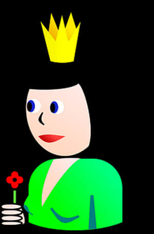 Cartoon Queen With Flower PNG image with transparent background