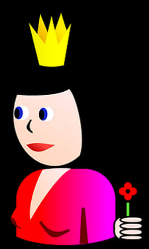 Cartoon Queen With Flower PNG with transparent background