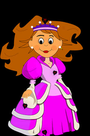 Cartoon Queenin Pink Dress PNG image with transparent background