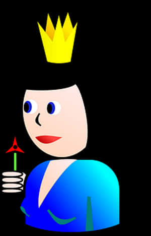 Cartoon Queenwith Scepter PNG with transparent background