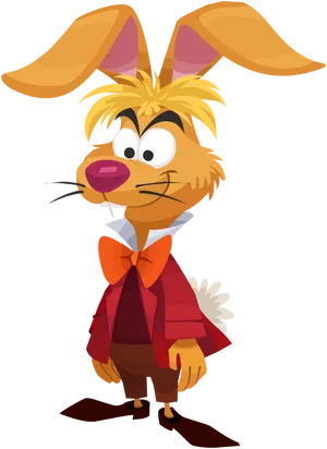 Cartoon Rabbitin Red Jacketand Bow Tie PNG Image