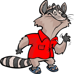 Racoon Clipart Vertebrate - Cartoon Raccoon Red Shirt, HD Png Download PNG image with transparent background