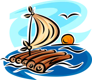 Cartoon Raft Adventure PNG Image