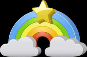 Cartoon Rainbow Star Clouds PNG image with transparent background