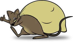 Cartoon Rat Carrying Big Cheese PNG Image