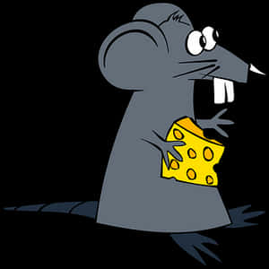 Cartoon Rat Holding Cheese PNG image with transparent background