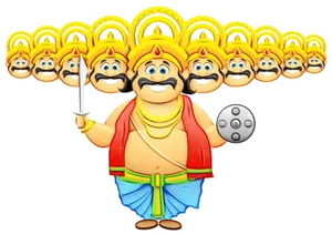 Cartoon Ravanawith Ten Heads Dussehra Celebration PNG Image