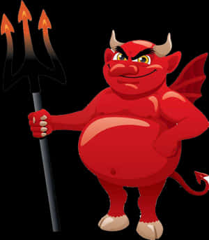 Cartoon Red Devil With Trident PNG image with transparent background