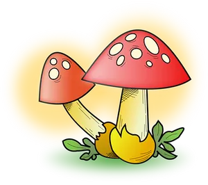 Cartoon Red Mushrooms Illustration PNG Image