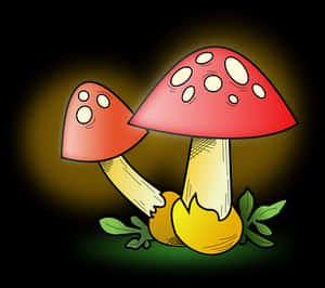 Cartoon Red Mushrooms Illustration PNG with transparent background