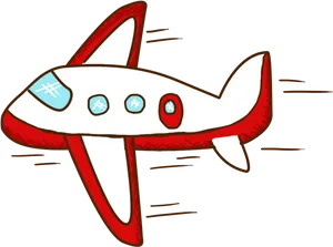 Cartoon Red White Airplane PNG Image