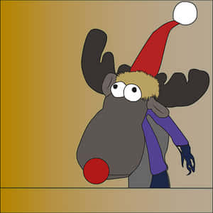 Cartoon Reindeerin Santa Hat PNG image with transparent background
