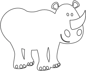 Cartoon Rhino Outline PNG Image