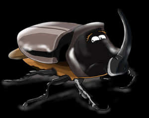 Cartoon Rhinoceros Beetle Illustration PNG image with transparent background