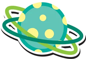 Cartoon Ringed Planet Illustration PNG Image