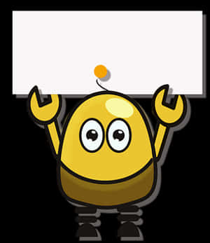 Cartoon Robot Holding Sign PNG with transparent background