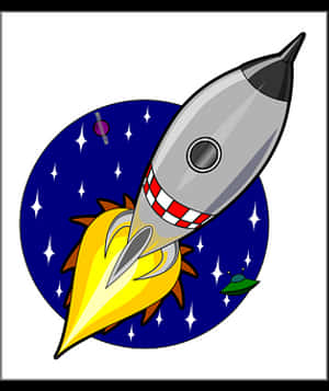 Cartoon Rocket In Space Illustration PNG with transparent background