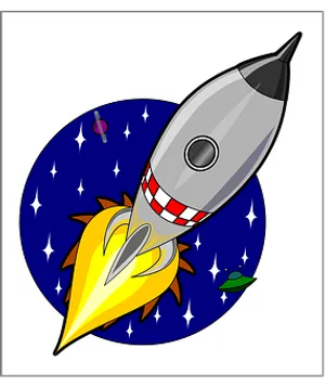 Cartoon Rocket In Space Illustration PNG Image