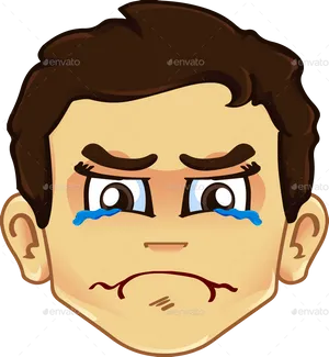 Cartoon Sad Boy Crying Face PNG Image