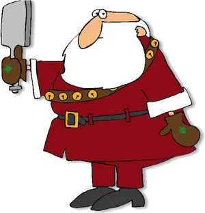 Cartoon Santa Clauswith Hammer PNG Image