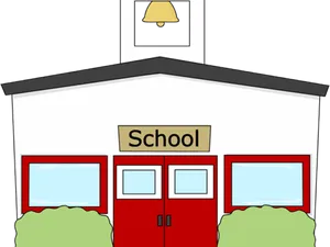 Cartoon School Building Front View PNG Image