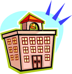 Cartoon School Building Illustration PNG Image