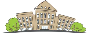 Cartoon School Building Night Scene PNG Image