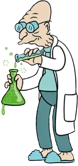 Cartoon Scientist Experimenting PNG Image