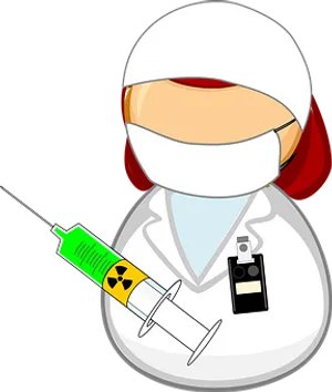 Cartoon Scientist With Syringes PNG Image