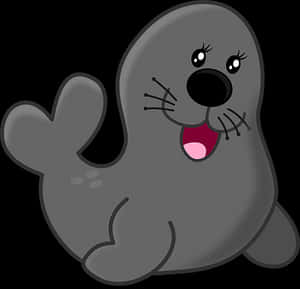 Cartoon Seal Happy Expression PNG image with transparent background