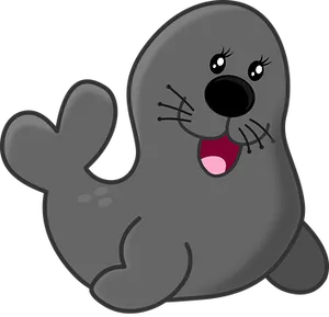 Cartoon Seal Happy Expression PNG Image