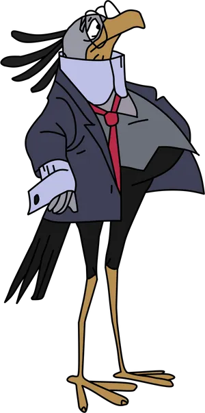 Cartoon Secretary Bird Character PNG Image