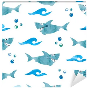 Cartoon Shark Pattern PNG Image