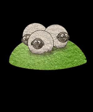 Cartoon Sheep On Green Hill PNG image with transparent background
