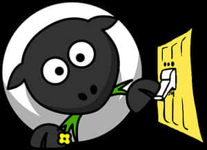 Cartoon Sheep Opening Door PNG image with transparent background