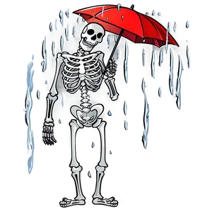 Cartoon Skeleton In Rain Png Ovm PNG Image