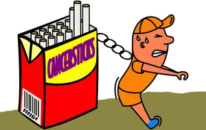 Cartoon Smoking Addiction Chain PNG Image