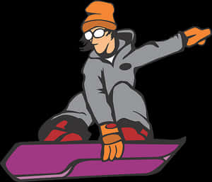 Cartoon Snowboarder Action Pose PNG image with transparent background