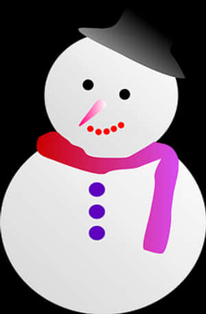 Cartoon Snowmanwith Hatand Scarf PNG image with transparent background