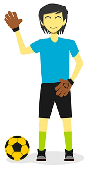 Cartoon Soccer Goalkeeper Waving PNG Image