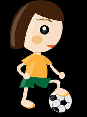 Cartoon Soccer Player Girl Footon Ball PNG with transparent background