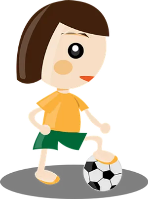 Cartoon Soccer Player Girl Footon Ball PNG Image