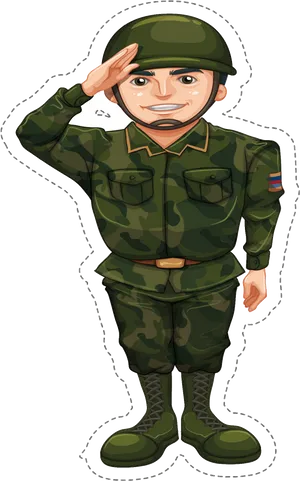 Cartoon Soldier Saluting.png PNG Image