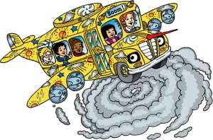 Cartoon Space School Bus Adventure PNG Image