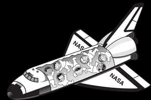 Cartoon Space Shuttlewith Astronauts PNG image with transparent background