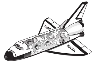 Cartoon Space Shuttlewith Astronauts PNG Image